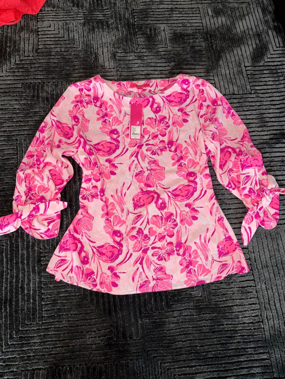 Lilly Pulitzer Coral Reef Tint Pink Floral Langston Top